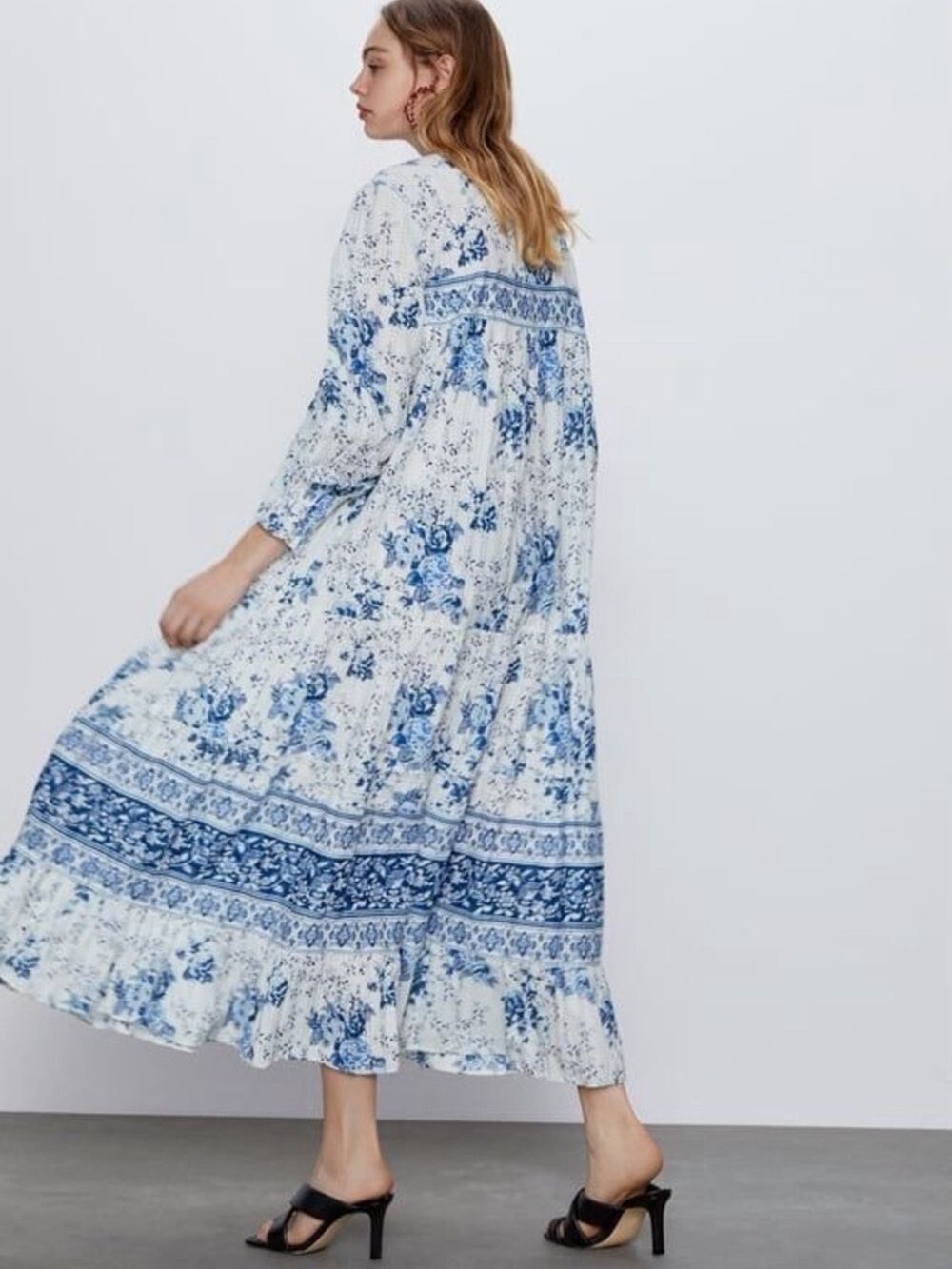 Zara Boho Floral Long Printed Maxi Dress Bloggers Favorite - Picture 4 of 13